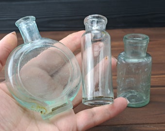 Antique Mini Glass Apothecary Bottle: 1930s Lab Jar
