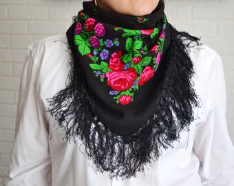 Unique Floral Head Scarf - A Vintage Fashion Statement, Mom Daughter shawl bohemian scarf