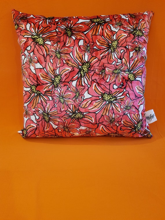 Lille Cushion Velvet Floral Cushion Red Flower Cushion Etsy