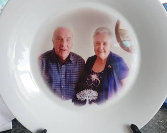 Personalised Photo plate, Ceramic or polymer display plate, house warming gift, mother's day gift, father's day gift, nan gift, grandad gift