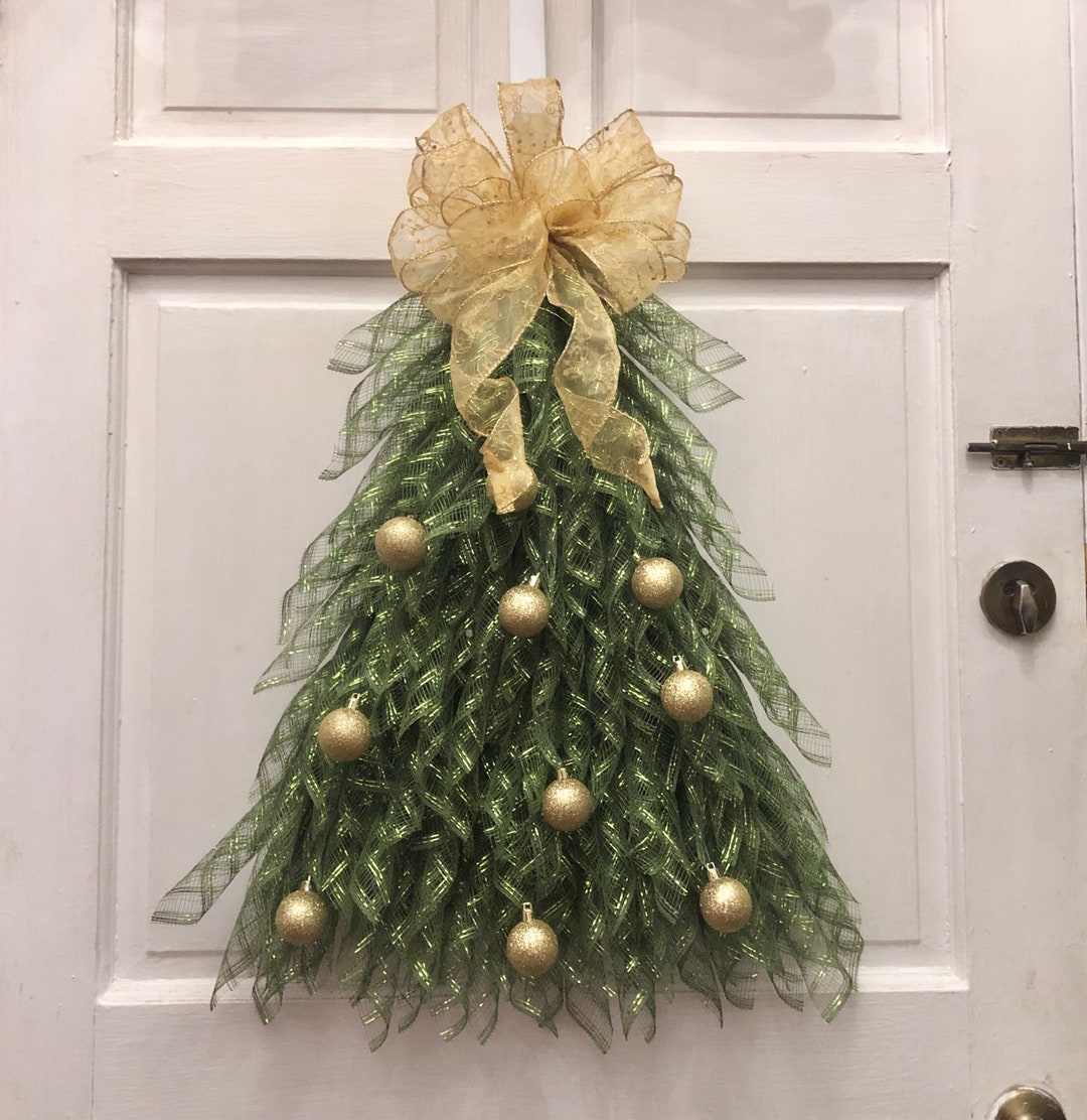 Christmas Custom Tree Wreath, Holiday Tree Wreath, Tree Door Hanger