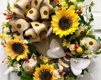 Fall  Sunflower Wreath,Fall Wreath, Autumn Grapevine, Autumn Wreath,Fall Grapevine,Fall Flower Grapevine, Autumn Grapevine