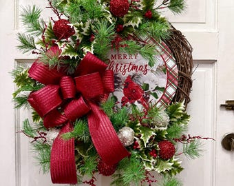 Christmas Cardinal Grapevine, Christmas Grapevine,Pine Christmas Grapevine, Grapevine for Christmas, Cardinal Grapevine