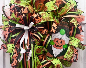 Halloween Gnome Wreath will make your friends smile as it brightens up your door or wall in your home. Halloween Gnome Wreath is a hanger.