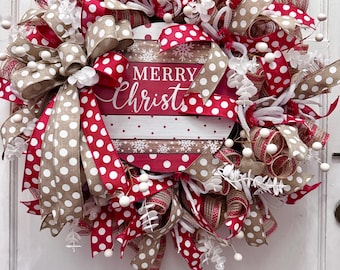 Christmas Country Wreath,Country Decor,Barn Christmas Wreath,Barn Christmas Decor, Farmhouse Christmas, Enerald and Red Christmas Wreath