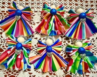 Angel Ornament Custom Set of Six Red Coordinating Angels, Cute Little angels, Any Season Angels, Spring Angels, Christmas Angels