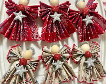 Patriotic Angel Set of Six Fireworks Ornaments, Cute Little angels, Any Season Angels,  Christmas Angels, Patriotic Angels