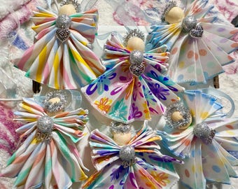Angel Ornament Custom Set of Six Pastel Coordinating Angels, Cute Little angels, Any Season Angels, Spring Angels, Christmas Angels