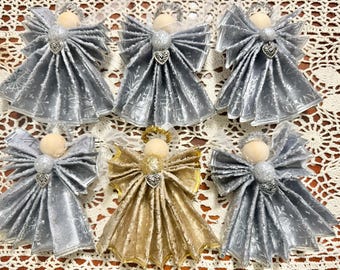 Angel Ornament Custom Set of Five Silver and One Gold Angel, Cute Little angels,Any Season Angels, Spring Angels,Christmas Angels