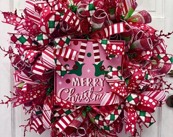 Christmas Elf Wreath, Christmas Elf, Christmas Wreath, Elf Wreath, Merry Christmas Wreath,