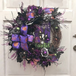 Halloween Grapevine, Halloween Wreath, Haunted House Wreath, Grapevine Halloween, Halloween Decor, Front Porch Halloween