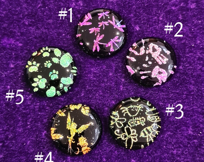 Dichroic Glass Flat Back Round Cabochons - Bullseye Glass - Fused Glass - Glass Cabochons - Hand Made