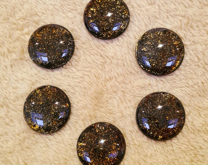 25mm Round Sparkle Glass Flat Back Cabochons - Bullseye Glass - Fused Glass - Iridised Glass - Glass Cabochons - Hand Made - round