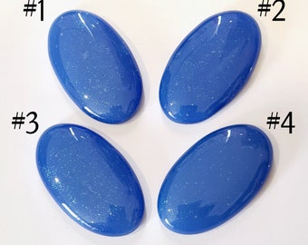 Large Oval Shimmering Blue Glass Flat Back Cabochons - Bullseye Glass - Fused Glass - Iridised Glass - Glass Cabochons - Hand Made