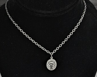 Virgin Mary Cros Charm Choker Necklace 100% 304 Stainless Steel You Pick Size - Handmade, Hypoallergenic. dainty cable chain 14" 16" 18" 20"