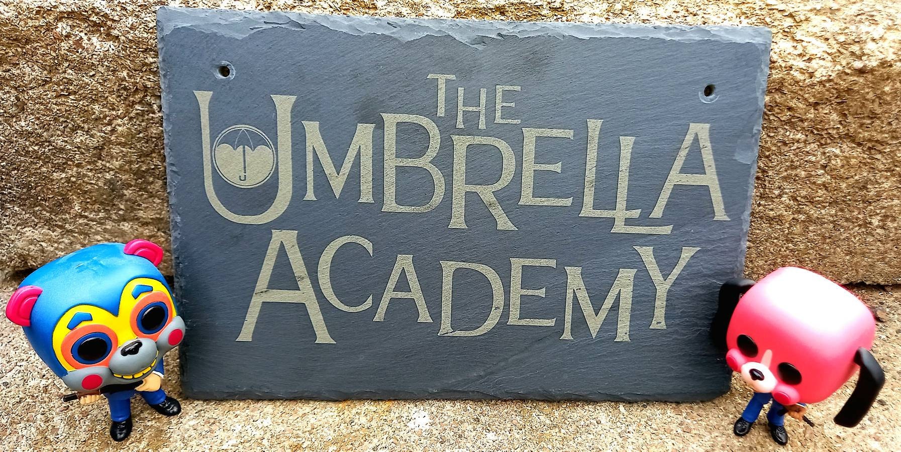 Laser engraved Umbrella Academy slate mat / plaque.