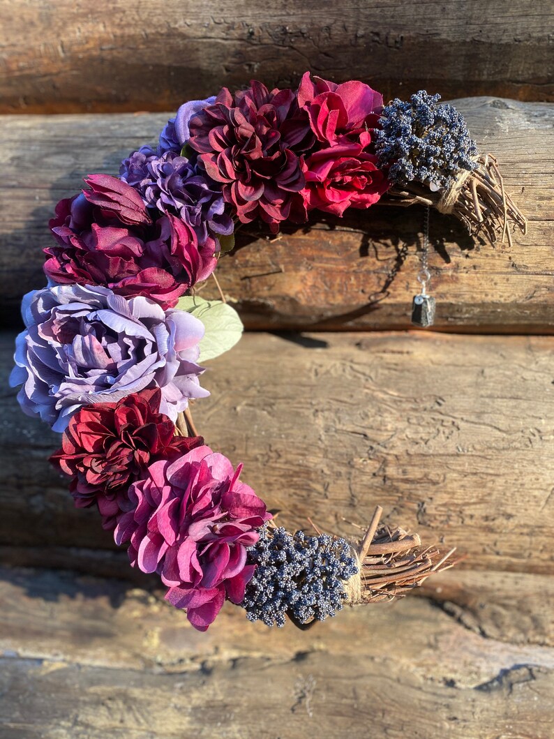 Download Beautiful Flower Crescent Moon Wreath with Healing Crystal ...