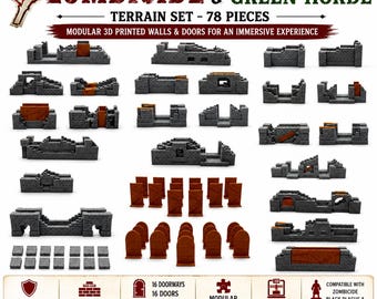 Zombicide Black Plague Green Horde Terrain 78 Modular 3D Walls Doors Medieval Dungeon Scenery