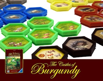 The Castles of Burgundy 171x Deluxe Poker Chips Six-Sided Tiles Board Game