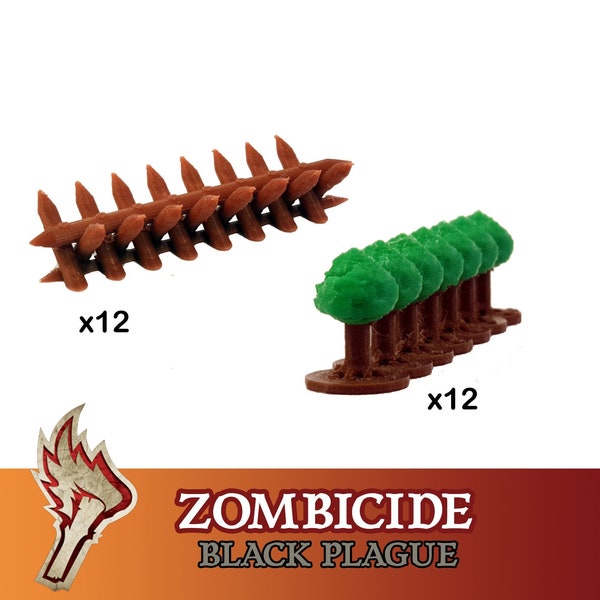 Zombicide Black Plague Green Horde 24x Hedges & Barricades Terrain Board Game