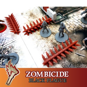 Zombicide Black Plague Green Horde 12x Wooden Spike Barricades Brettspiel