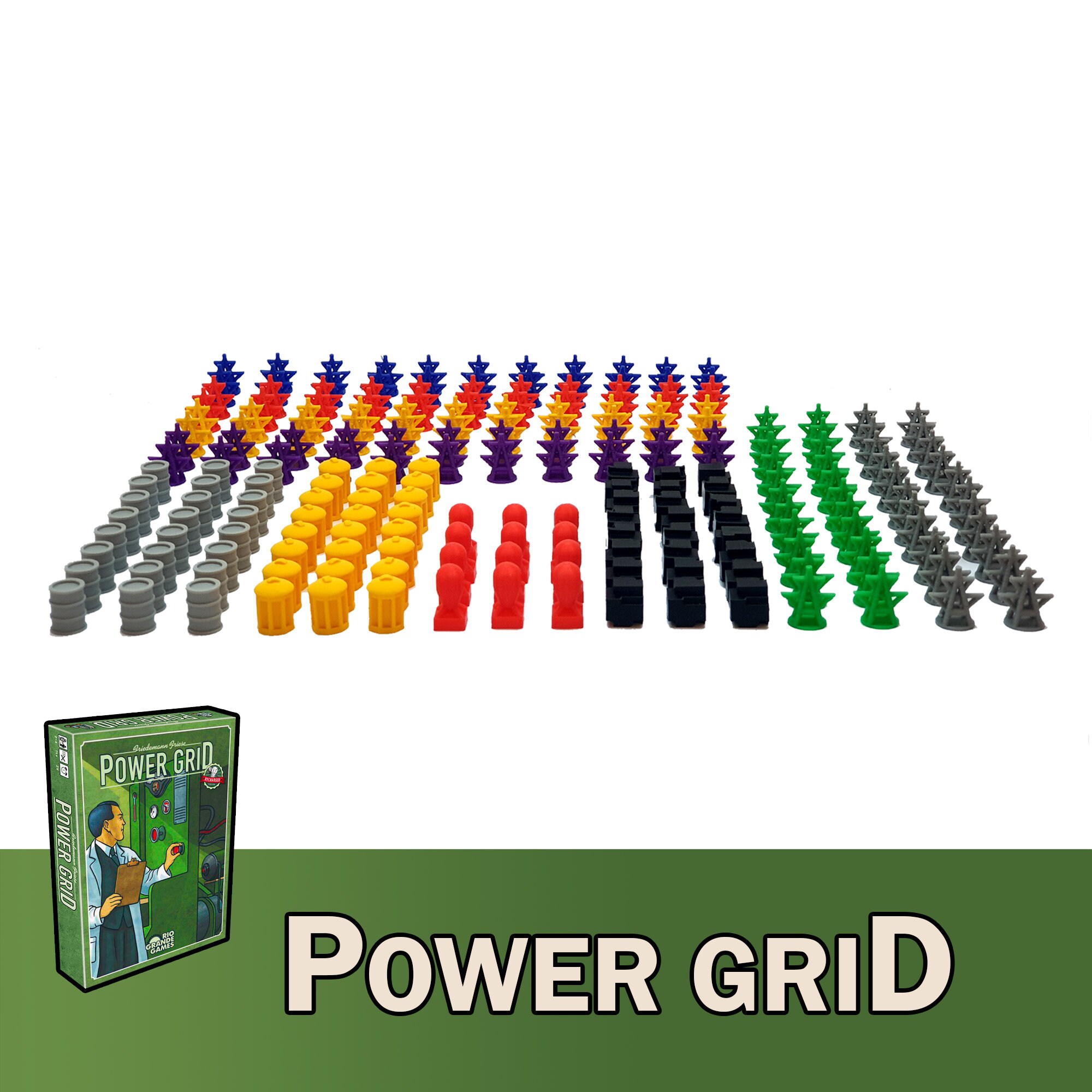 Place Games Power Grid Peças 3D Realistas Acessório para Jogos de Tabuleiro