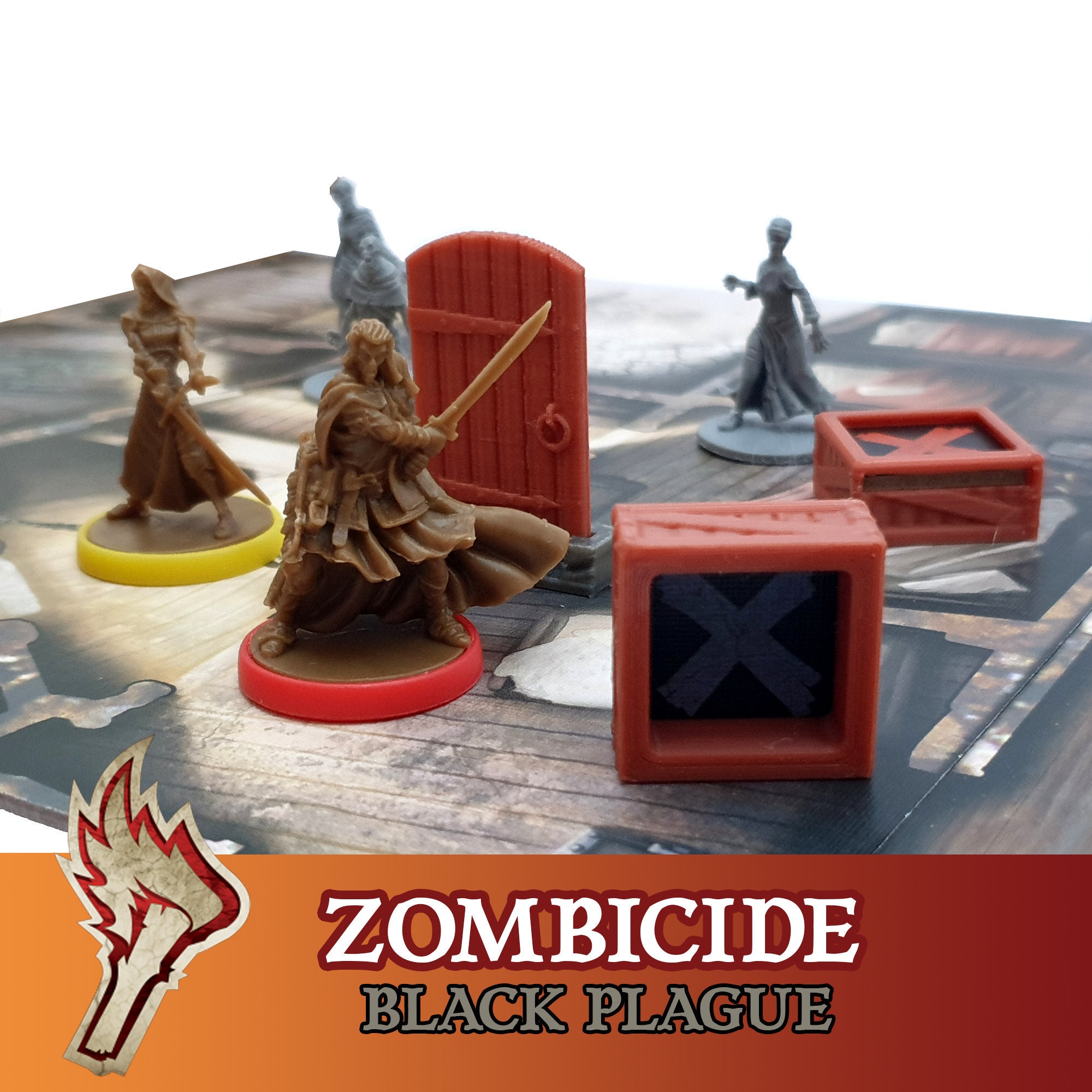 Zombicide Black Plague 8x Wooden Crate Objective Board Game 