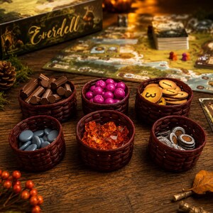 Everdell Resource Basket Set | 6 Luxe Token Trays | 3D-geprinte grondstofhouders | Upgrade voor je bordspel