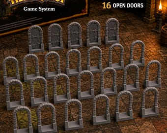 HeroQuest Game System Stone Doors Upgrade | 21pc Terrain Set (Open/Closed)