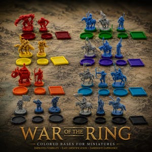 War of the Rings färgade baser set miniatyrfraktionsuppgradering Lords of Middle-earth brädspel