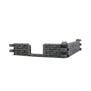 Puede incluir: Una secci&oacute;n de pared gris en miniatura construida con bloques rectangulares apilados. La estructura presenta un dise&ntilde;o en forma de L con un hueco central, similar a una abertura, y tiene una superficie texturizada que imita la mamposter&iacute;a.