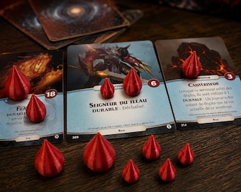 Aeon's End Blood Drop HP Tokens | 60 Health Markers | Damage Counters for Board Game