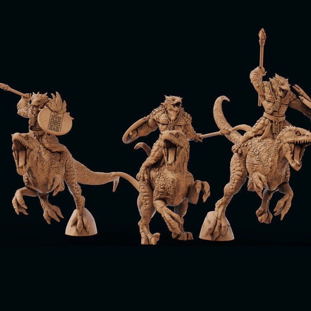 Lizardmen Raptor Riders 32mm Resin 3D Printed Models - Etsy