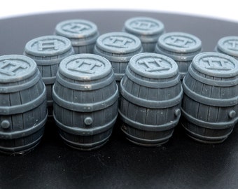 Barricas de vino envejecido sobre mesa: barricas de madera muy detalladas