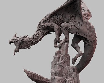 Dragón azul no muerto: modelo de mesa impreso en 3D