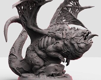 Dragón no muerto robusto: modelo de mesa impreso en 3D