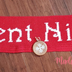 CROCHET PATTERN, Elegant Silent Night Table Runner, Christmas Table Runner, Red White Christmas, Christmas Gift, Red White Christmas Decor
