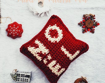 CROCHET PATTERN, Noel Christmas Pillow, Red and White Crochet Pillow, Christmas Pillow, Religious Christmas Gift, Red White Christmas Pillow