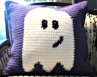 Crochet Ghost Pillow Pattern, Halloween Decor (Digital Download)