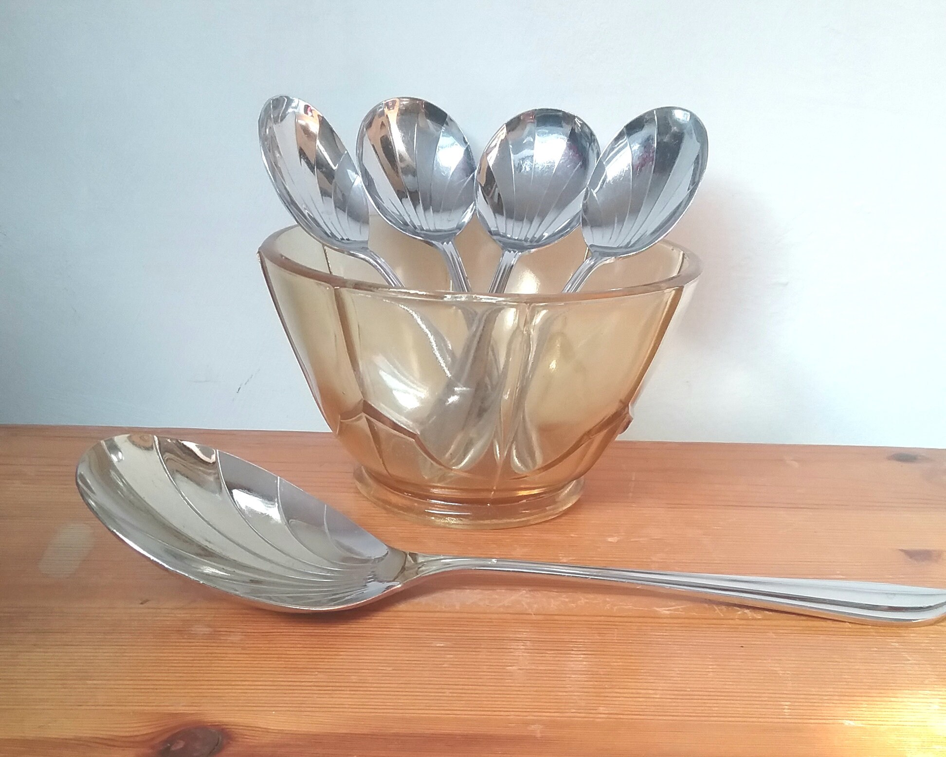 Desert Spoon Set and Matching Serving Spoon Etsy
