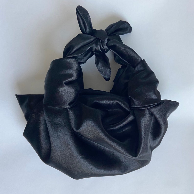 Black Satin Knot Pochette Bag Small Handmade Silk Satchel | Etsy