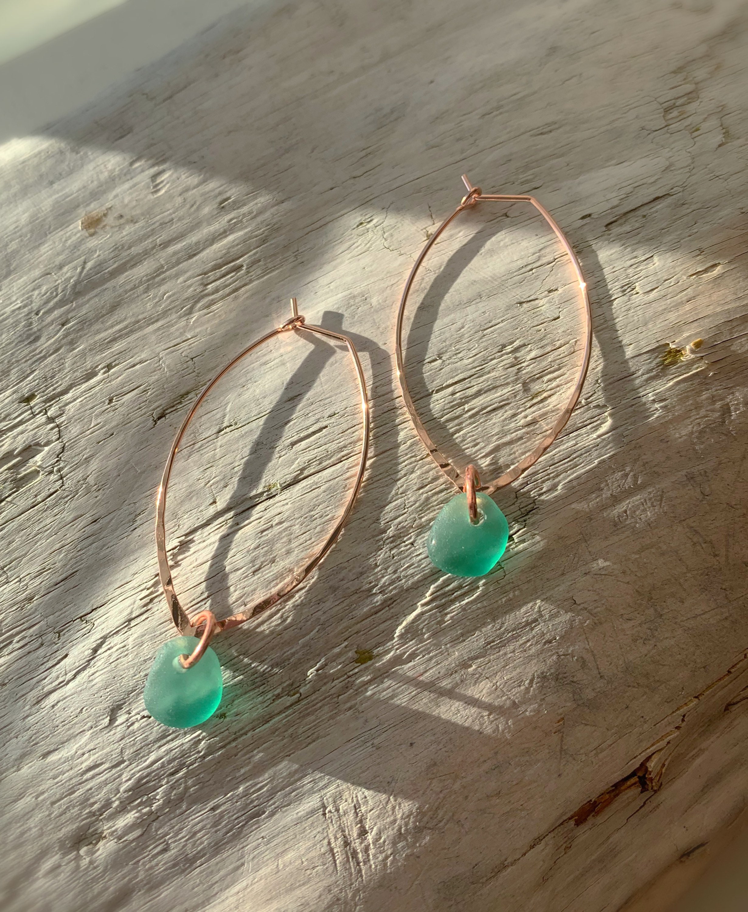 Sea glass shop hoop earrings