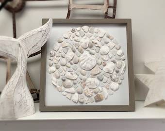 Seashell Art, Vancouver Island Art, Various Seashell, Sea Glass, Sea Pottery & Beach Pebble Art, Mosaic Art, Coastal Decor, Ocean Gift