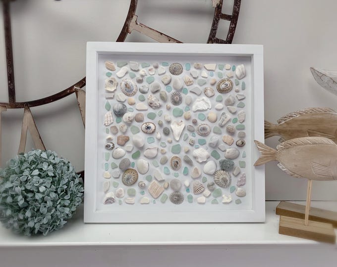 Sea Glass Art, Vancouver Island Art, Sea Glass, Sea Shells, Sea Pottery  Coastal Decor, Vancouver Island Gift, Beach Gift