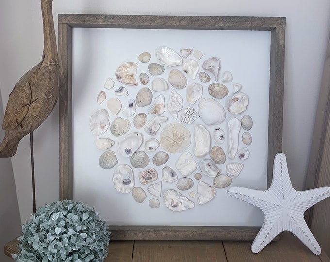 Seashell Art, Vancouver Island Art, Various Local Seashells in a Round
