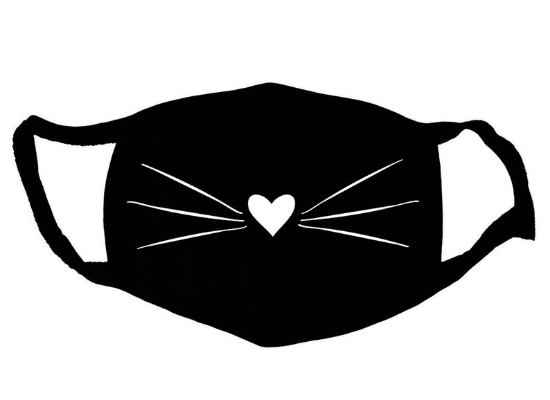 Cat Whiskers Black Face Mask Face Mask Cute Face Mask Etsy