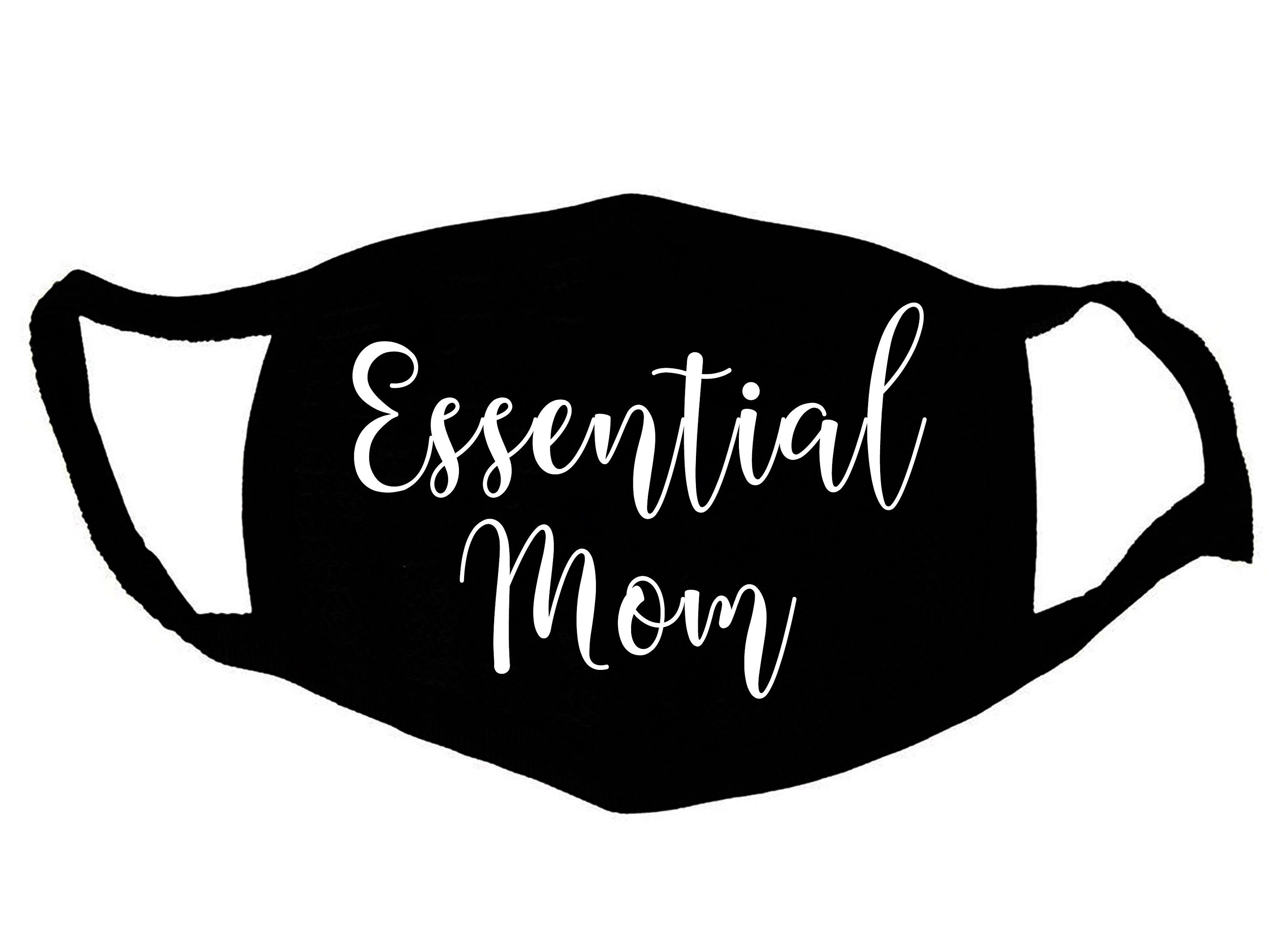 Essential Mom Black Face Mask Face Mask Funny Face Mask Etsy