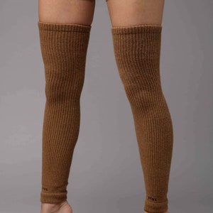 Camel Wool Brown Thigh High Leg Warmer