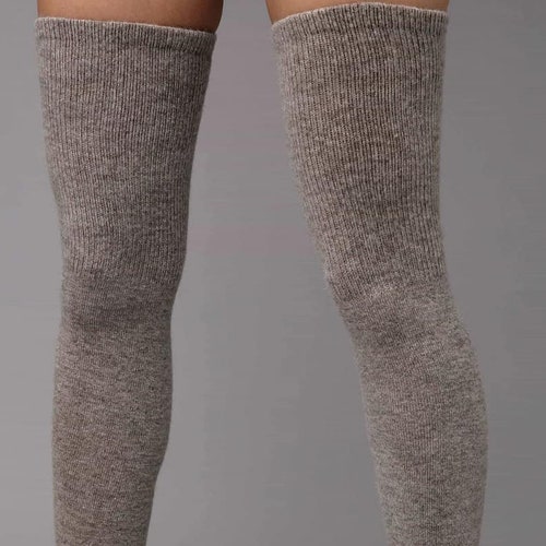 thigh high grey socks