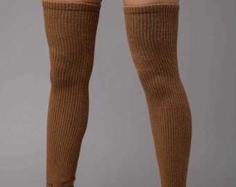 Camel Wool Brown Thigh High Leg Warmer